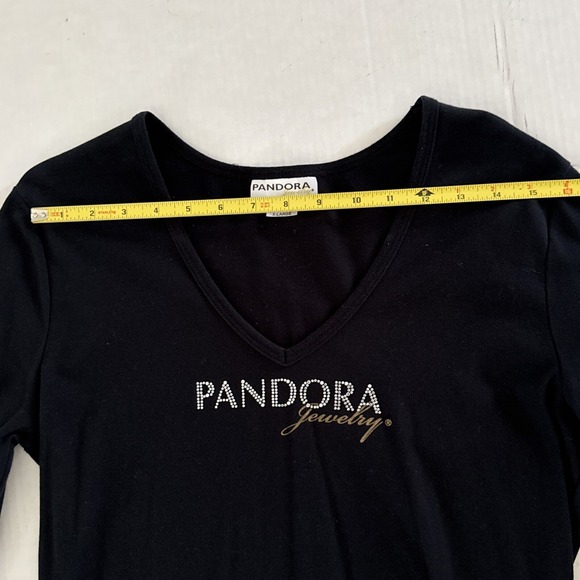 Pandora Jewelry  Store Employee V Neck Rhinestone Shirt Black XL - Picture 5 of 11
